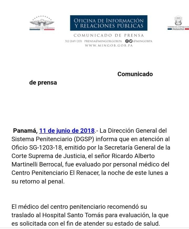 Martinelli se negó a tomar medicamentos,juez de garantías pondrá orden