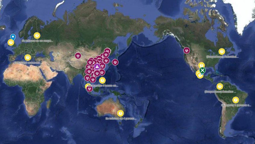 Un mapa interactivo de Google muestra los casos de coronavirus a nivel mundial