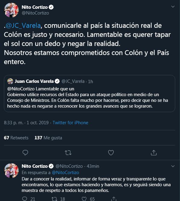 Se formó. La situación de Colón desata polémica entre el presidente Cortizo y Varela 