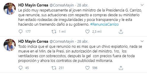 Mayín Correa y Lombana insisten. Piden renuncia de Gaby Carrizo 