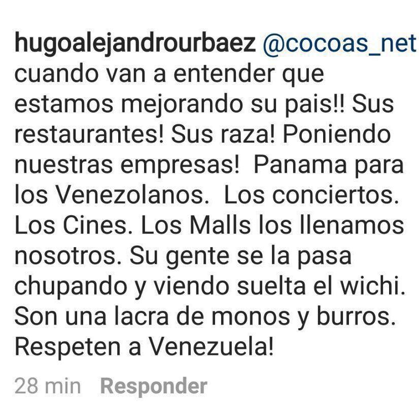 OTRA VEZ. Venezolano insulta a los panameños y nos tilda de monos y burros 