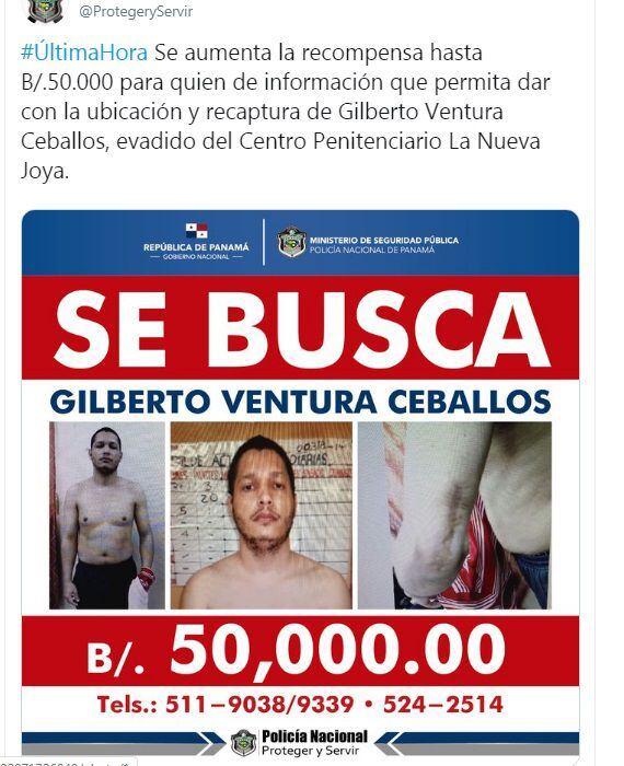 Así reporta medio de Costa Rica la fuga de Ventura. Dicen que el dominicano asesino puede estar en este país