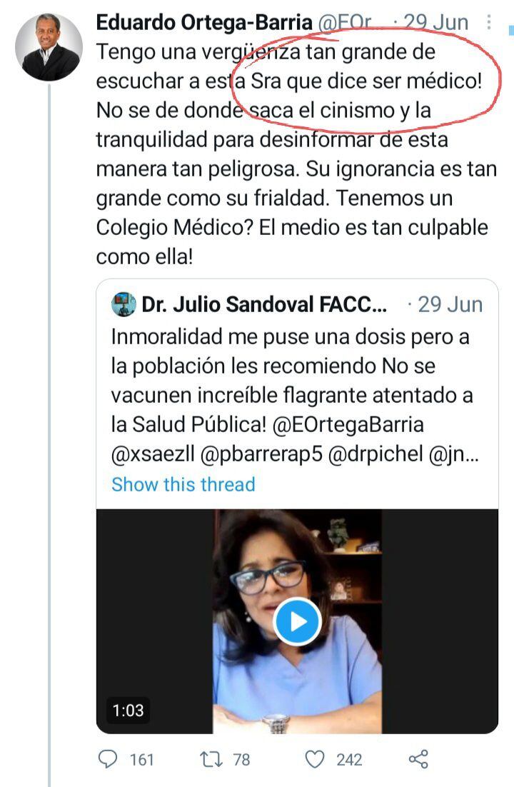 Admiten querella de la Dra. que atiende pacientes covid, Marta Roa, contra los doctores Julio Sandoval y Eduardo Ortega