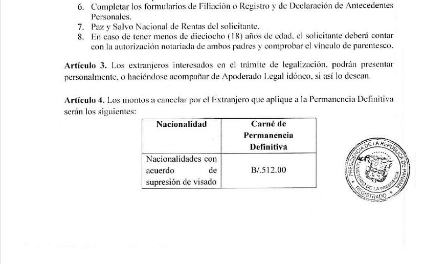 Migración da cumplimiento a Decreto Ejecutivo que otorga permanencia definitiva a extranjeros