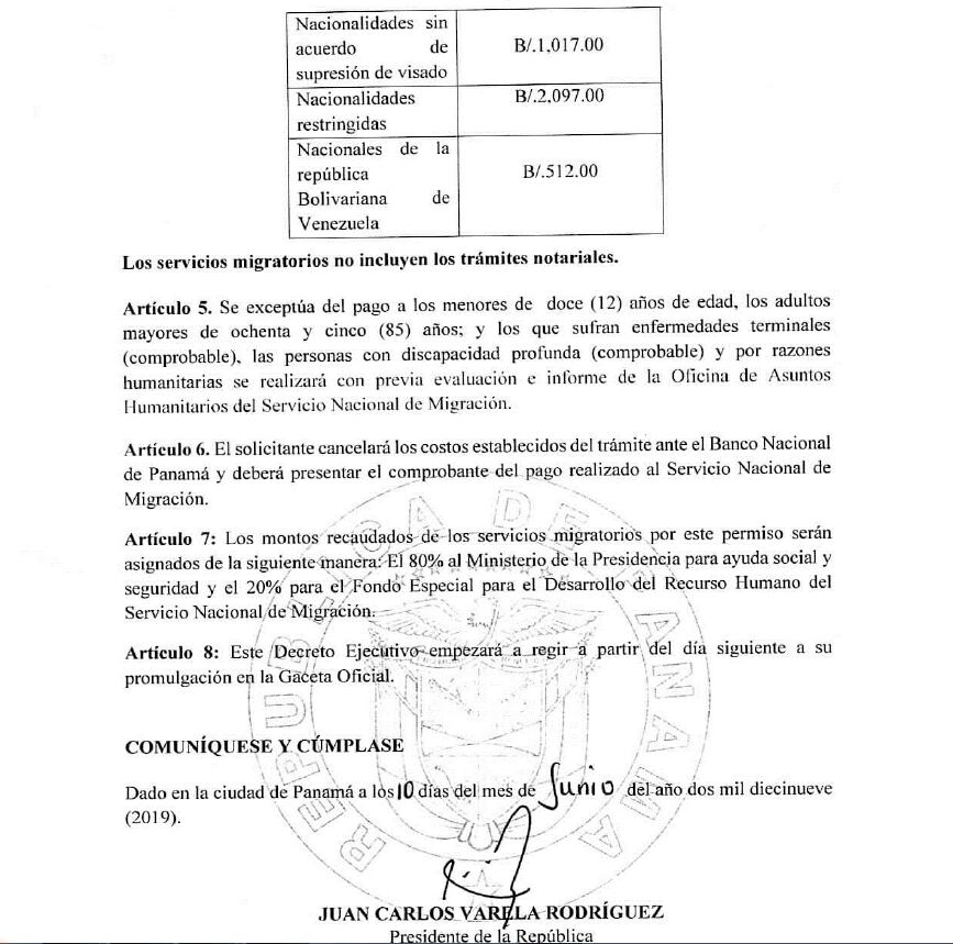 Migración da cumplimiento a Decreto Ejecutivo que otorga permanencia definitiva a extranjeros