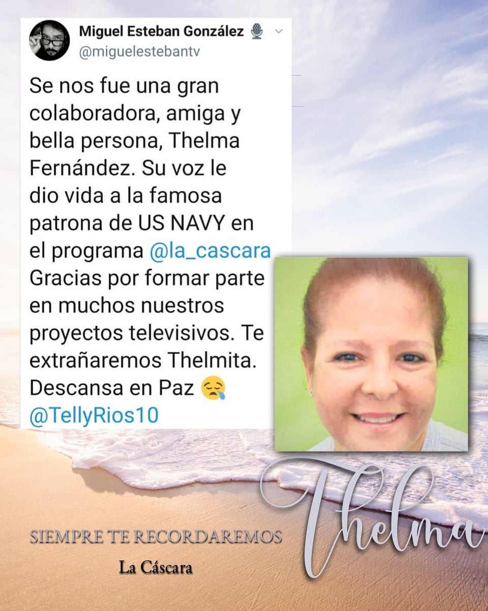 Tv de luto. Fallece Thelma Fernández, quién le daba voz a la patrona de Usnavy en La Cáscara