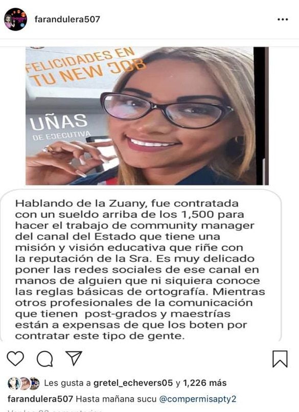 Polémica. Nombran a Zuany Tatiana en el ‘Buen Gobierno’,  las redes explotan
