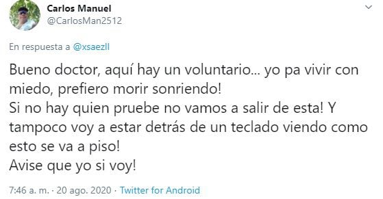 Sáez Llorens aclara por qué él no puede ser voluntario para la vacuna contra la covid-19 y aclara sobre si pagarán o no a los participantes