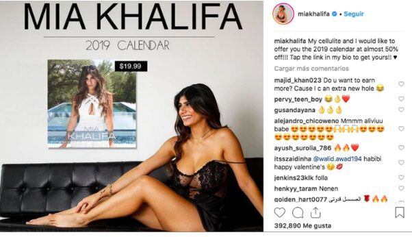 La exactriz  Mia Khalifa lanza calendario con todo y su celulitis