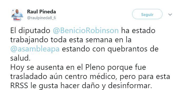 Doctor pone en duda incapacidad presentada por Benicio Robinson