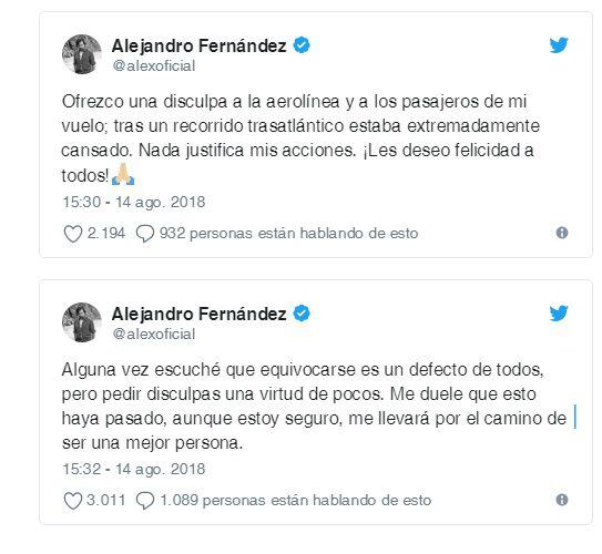 Alejandro Fernández borracho asusta a viajeros en un vuelo mostrándole videos 