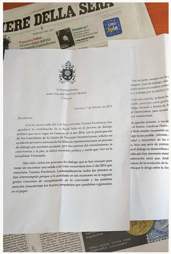 El Papa fustiga a Nicolás Maduro; rechaza mediar en Venezuela