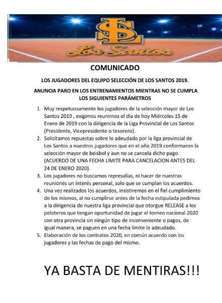 Jugadores del equipo santeño 2010 están en pie de guerra