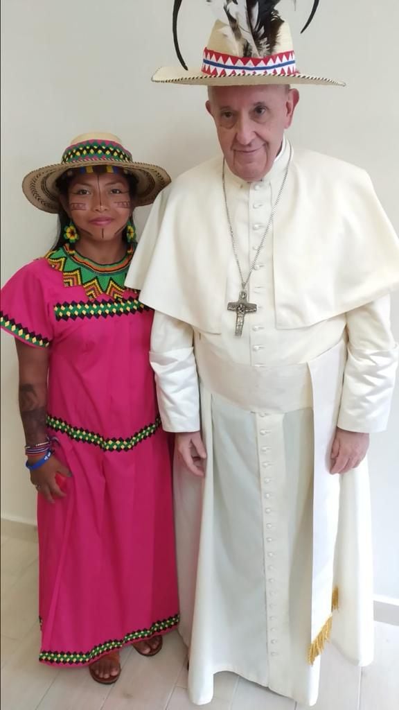 Emilda Montezuma, la joven ngäbe, que almorzó con el papa Francisco