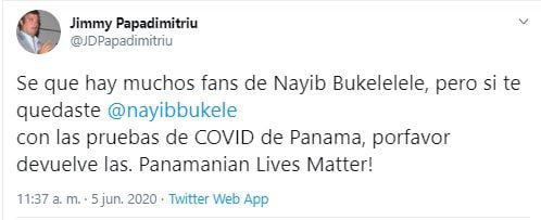 Papadimitriu pide a Bukele que devuelva las pruebas de covid-19 de  Panamá