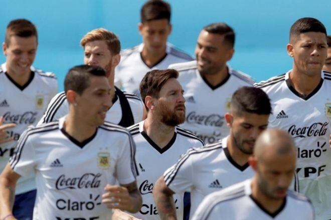 Messi, protagonista del primer entrenamiento de Argentina en Madrid