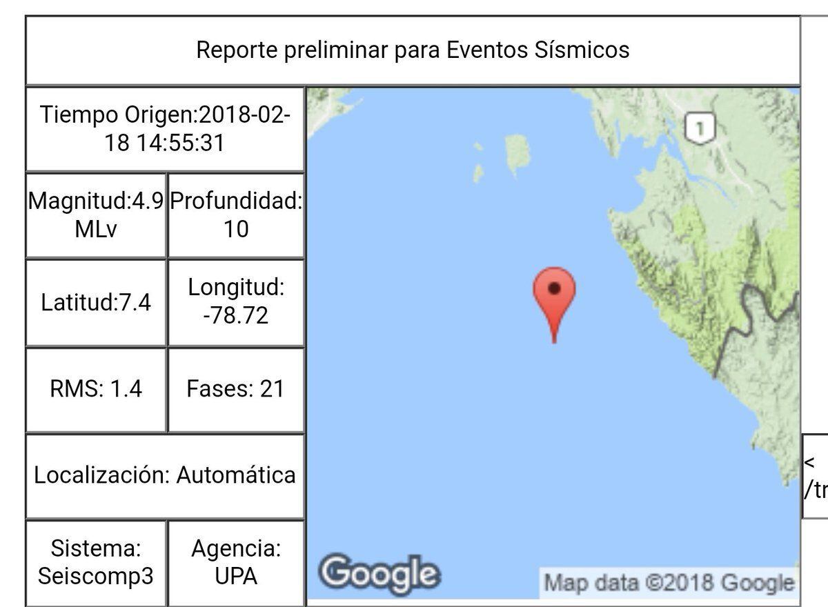 ¡OTRO SISMO! En la mañana de este domingo se registra leve temblor en Panamá