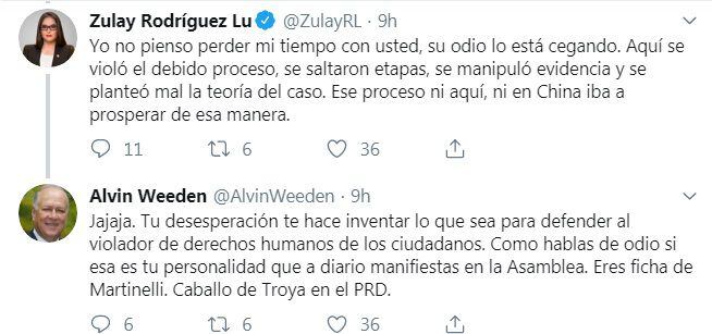 Fueeeerte. ’Salió huyendo, Zulay. No aguantó las cuatro verdades”, asegura Alvin Weeden