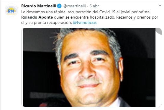 Periodista de TVN, Rolando Aponte, hospitalizado por coronavirus, mejora. Video
