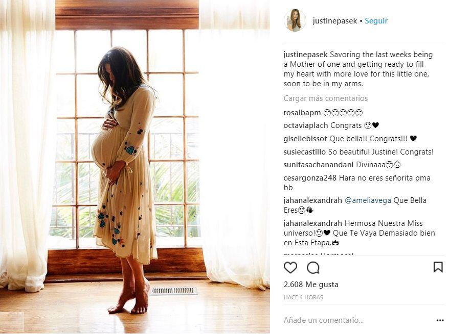 Justine Pasek muestra su pancita a pocos días de dar a luz a su segundo hijo