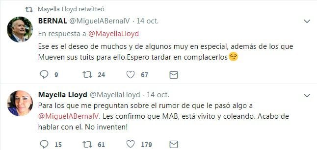Mayella Lloyd: 'Miguel Antonio Bernal anda vivito y coleando'