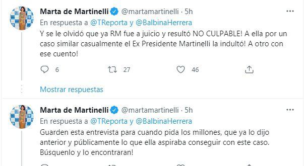 ‘Quédate con tu dinero, Ricardo Martinelli’. Balbina no se deja. Asegura que no quitará su acusación. Marta riposta. Video