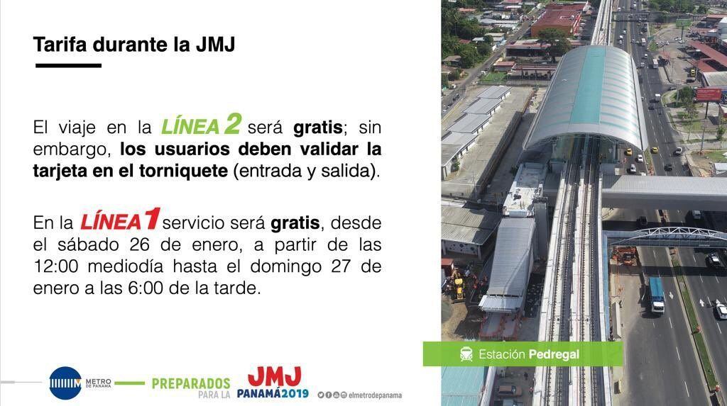 Línea 1 y 2 del Metro serán gratis durante la JMJ. Te diremos el horario