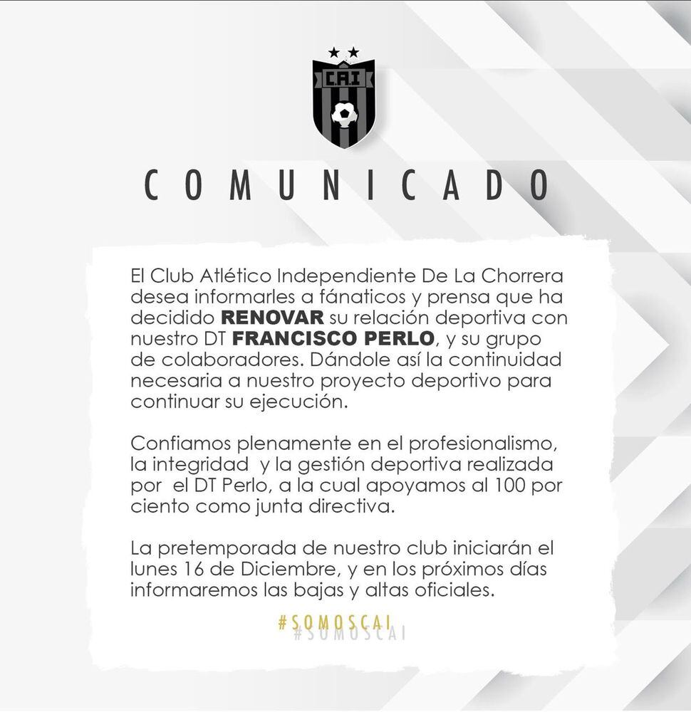 Francisco Perlo sigue con CAI